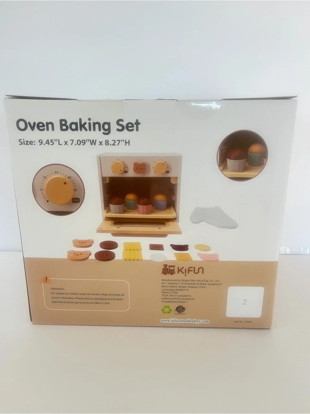 Wooden Oven Baking Set - Cream & Tan Kids Learning Toy